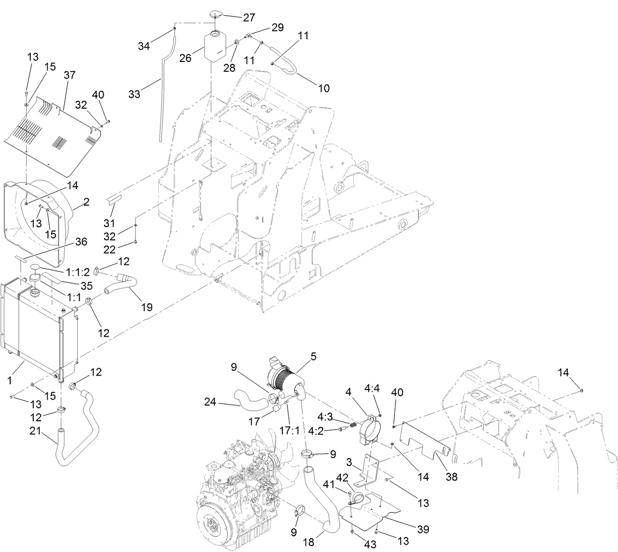 Radiator and Air Cleaner Assembly