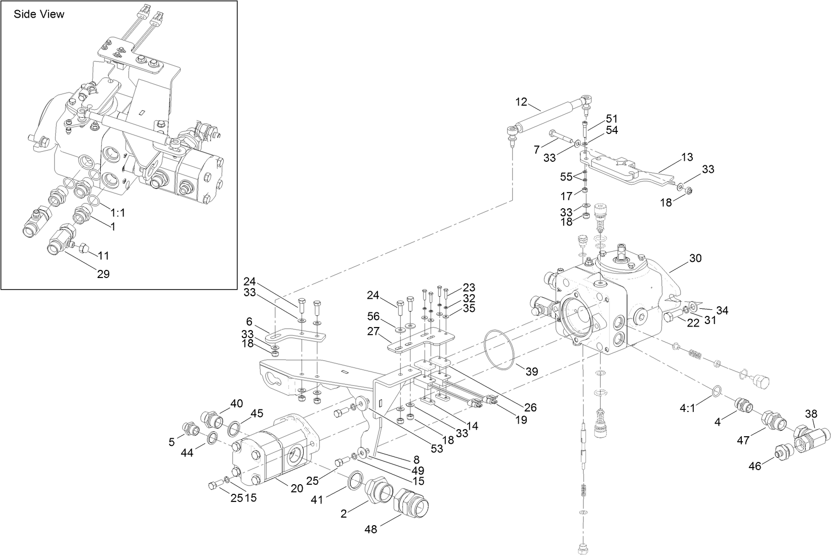 Transmission and Tandem Pump Assembly