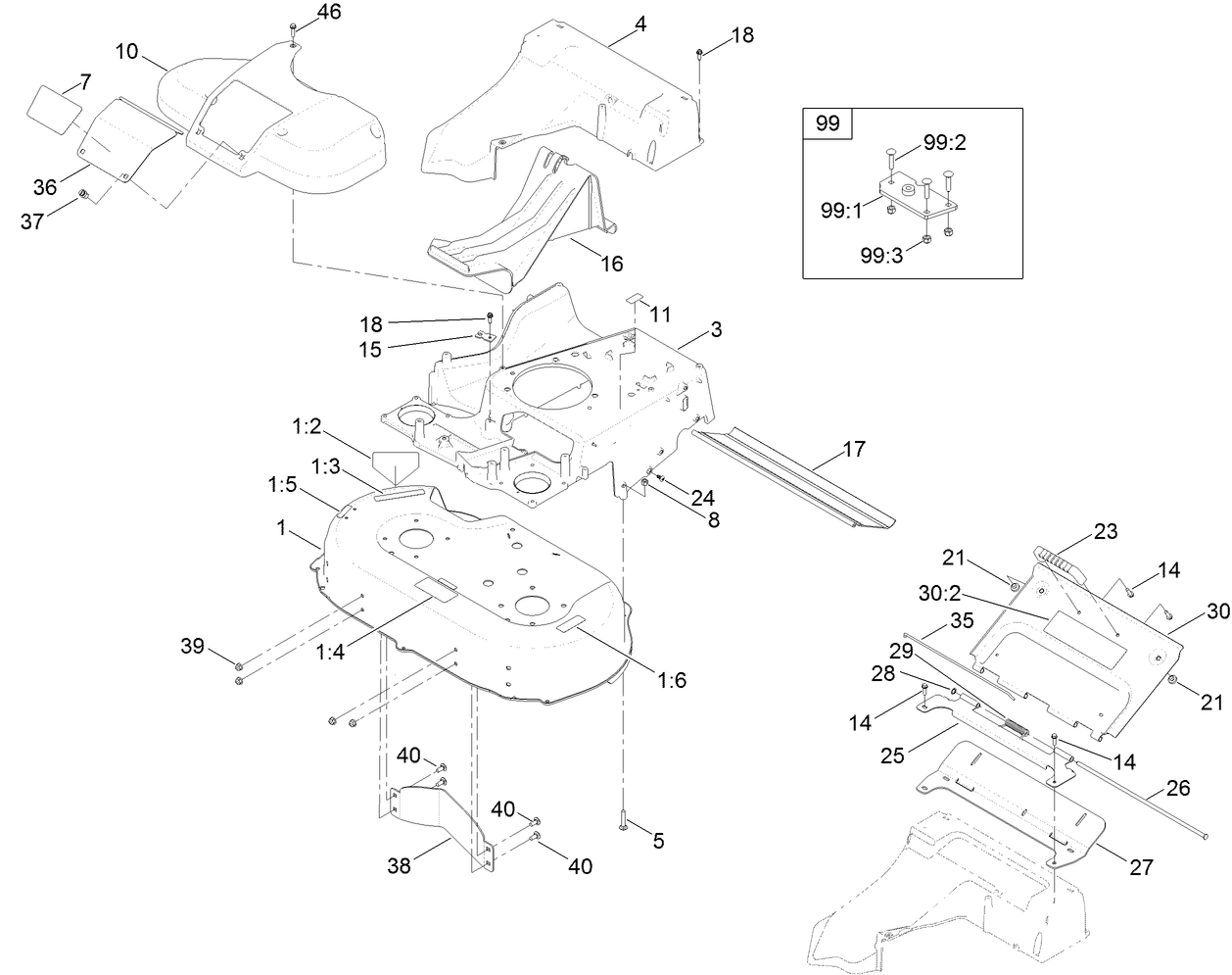 Deck, Frame and Chute Assembly