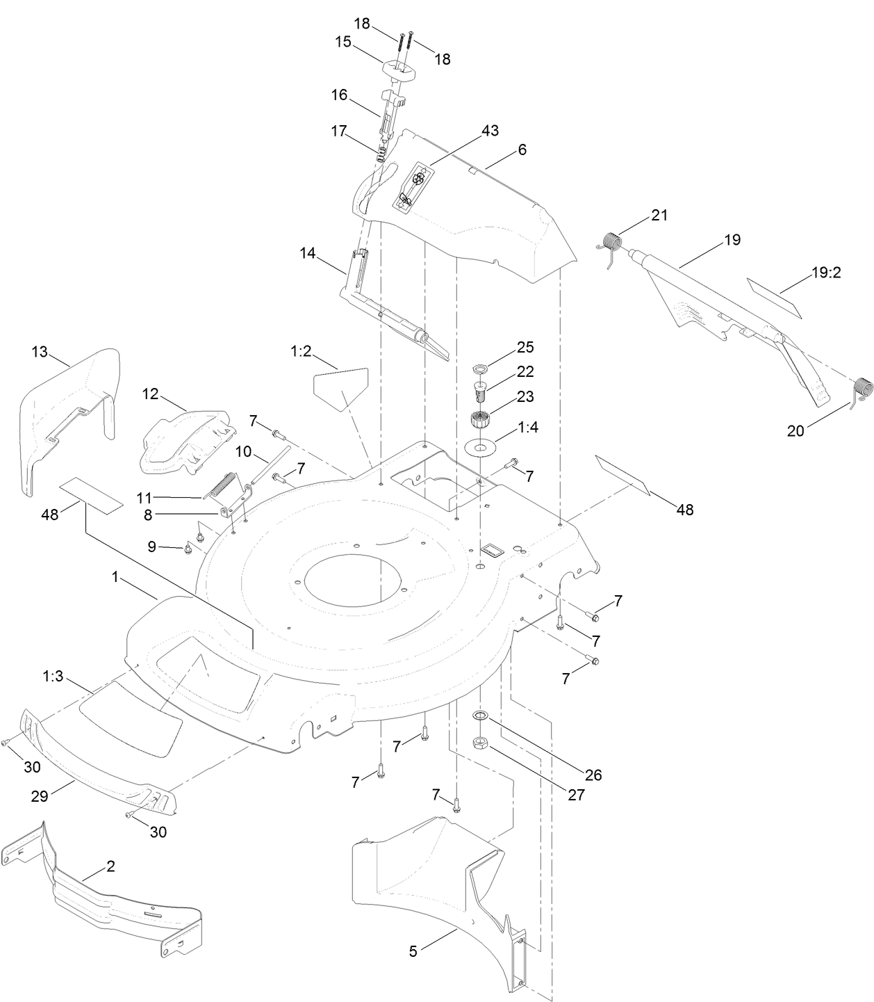 Deck, Side Chute and Rear Door Assembly
