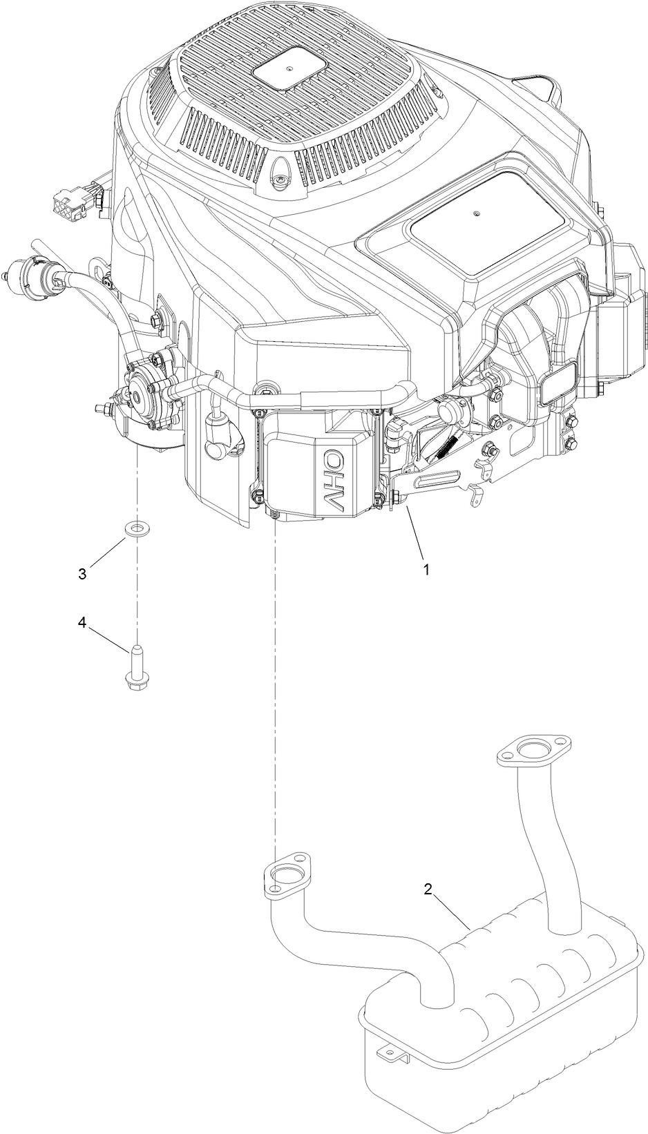 Engine and Muffler Assembly