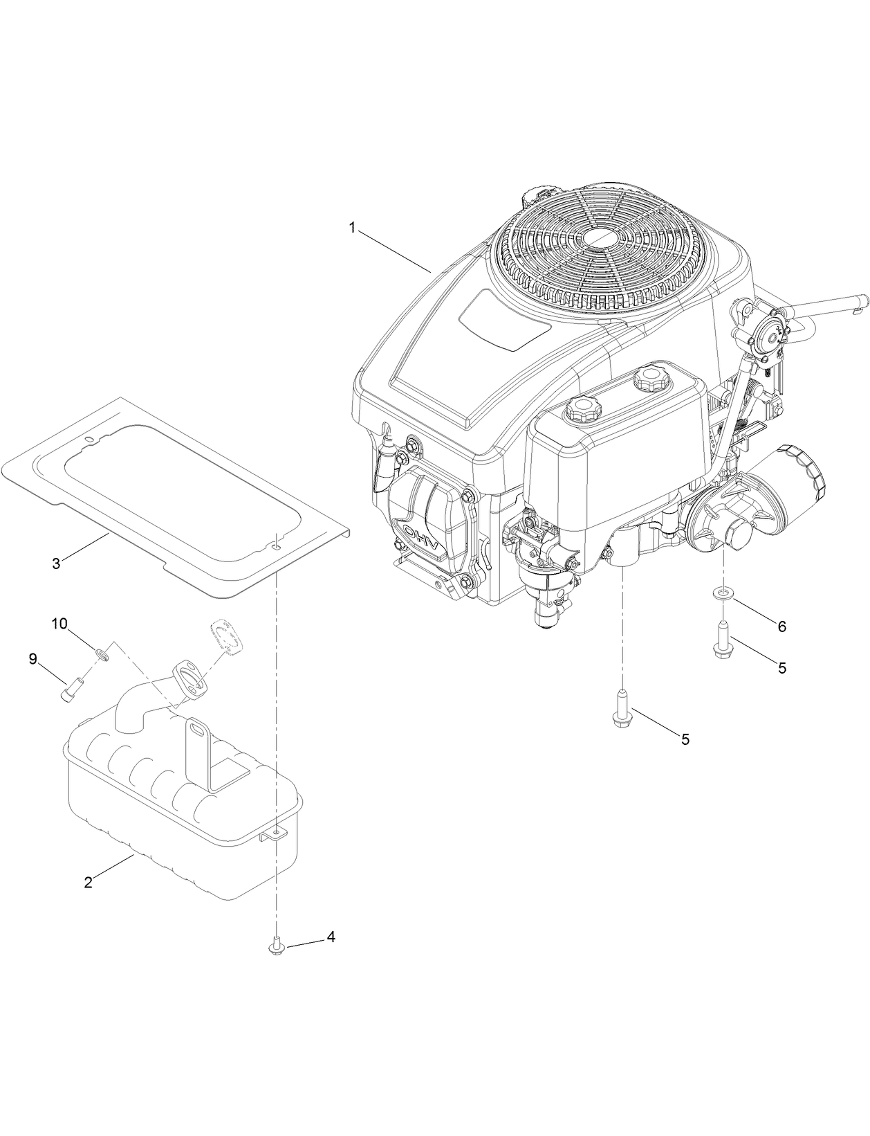 Engine and Muffler Assembly
