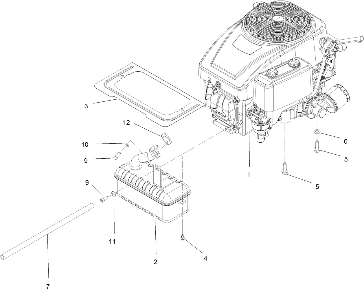 Engine and Muffler Assembly