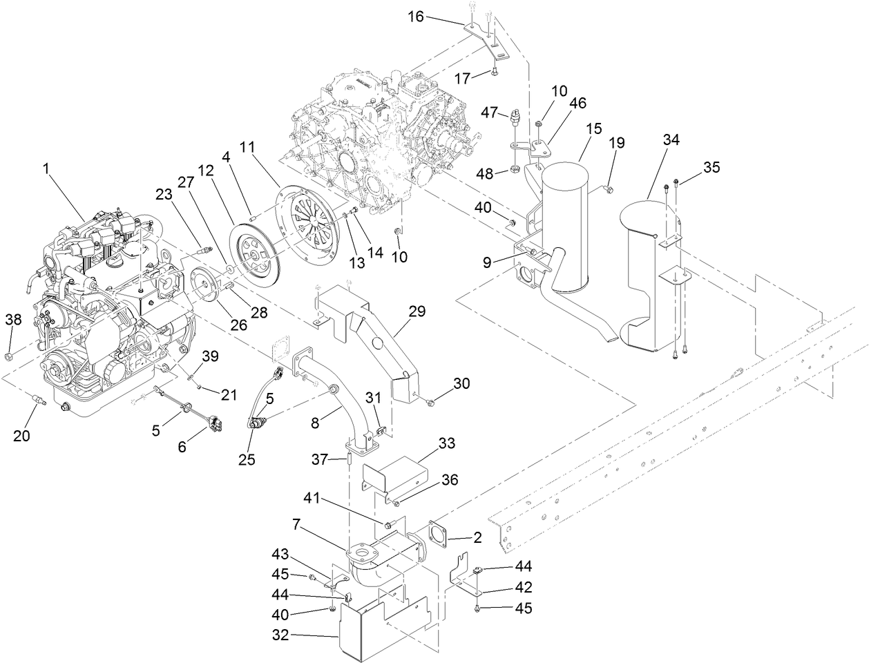 Engine and Exhaust Assembly