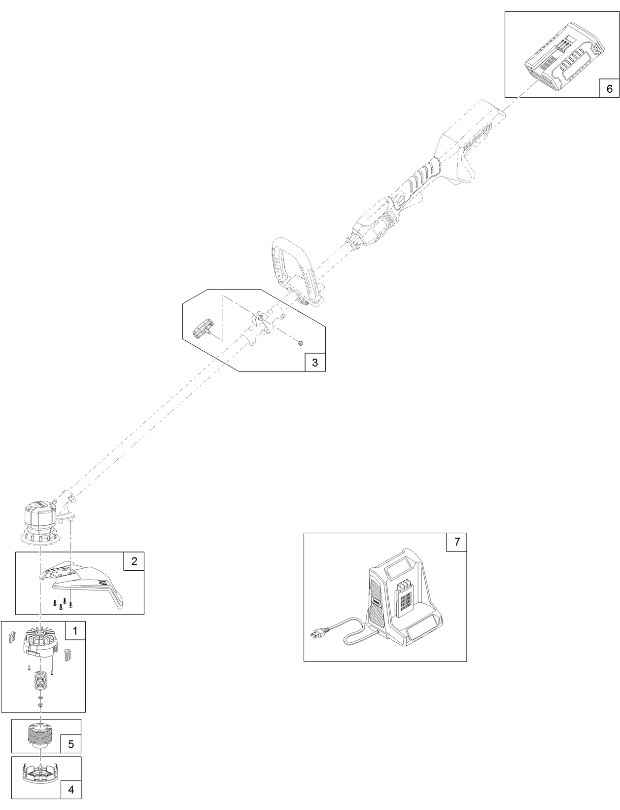 14in Cordless Dual-Line String Trimmer Assembly