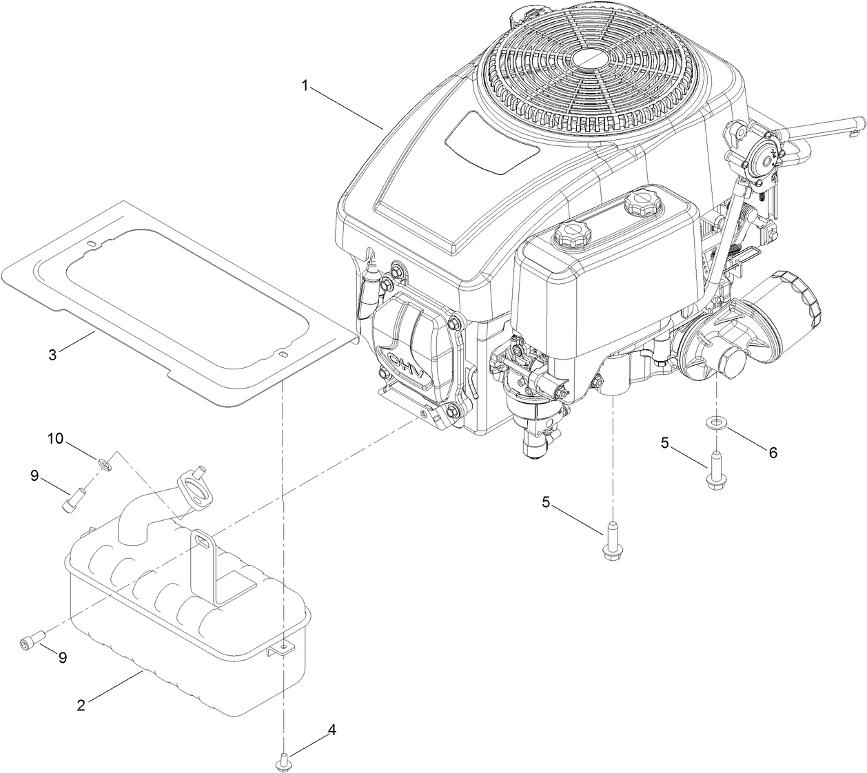 Engine and Muffler Assembly