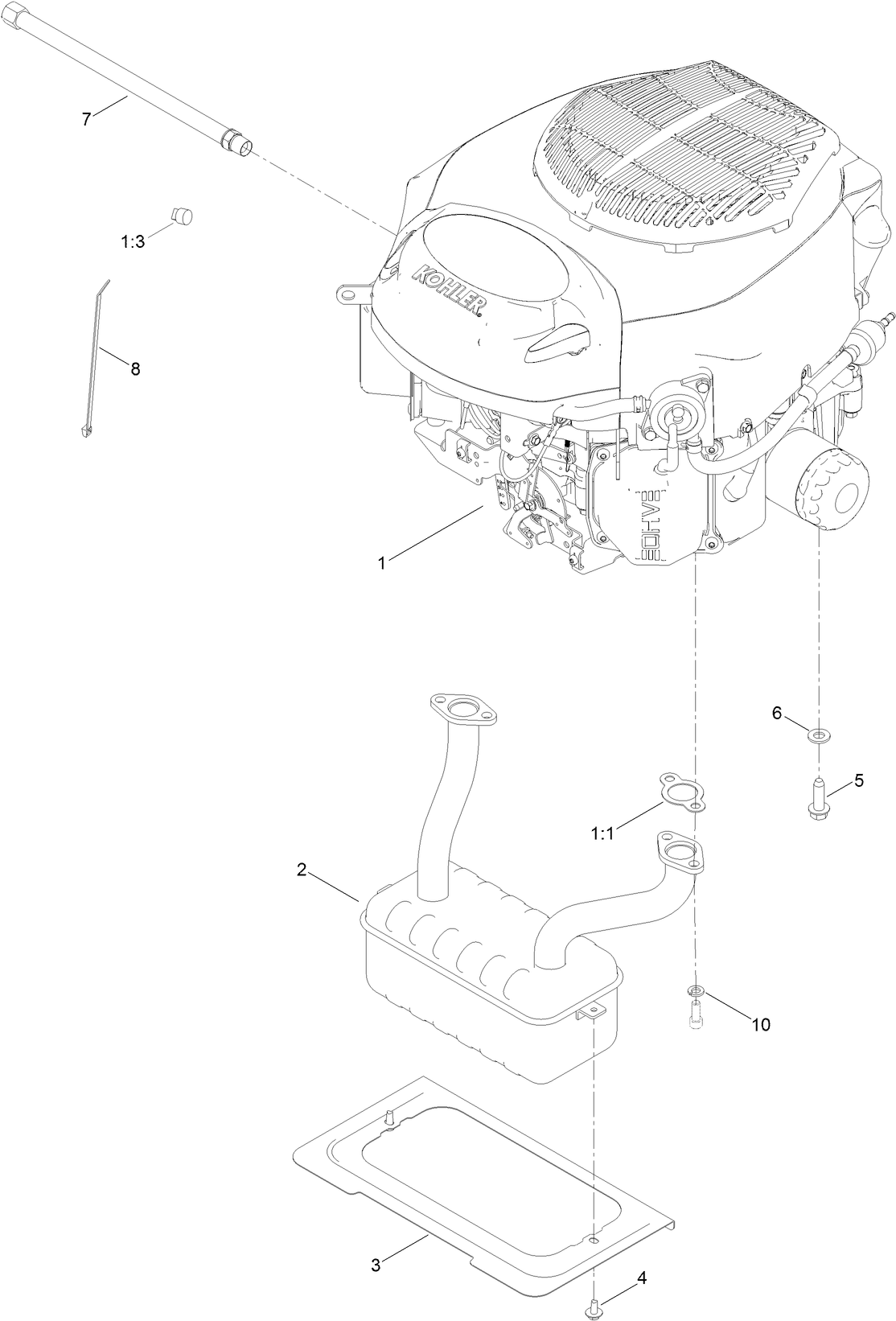 Engine and Muffler Assembly