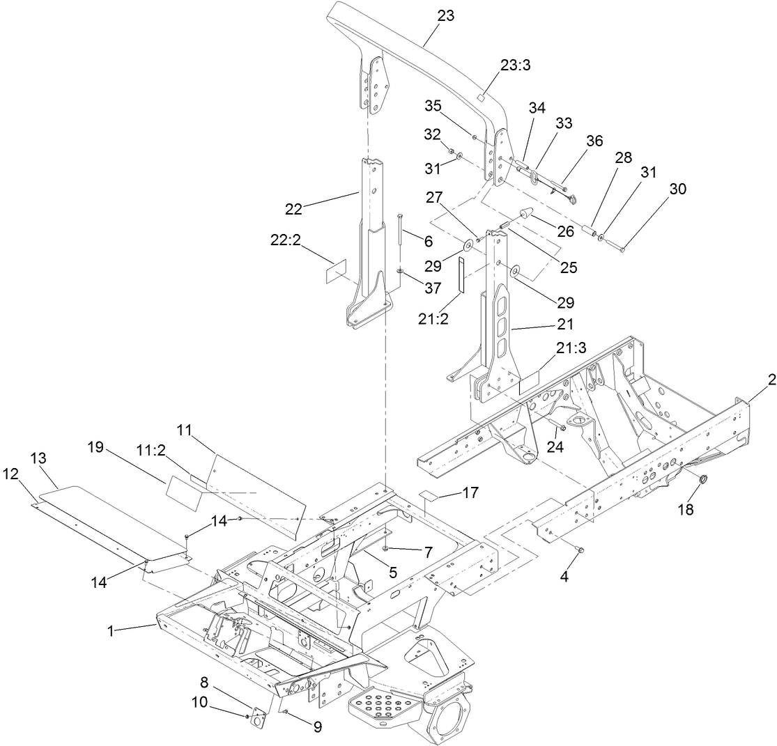 Frame and Roll-Over Protection System Assembly