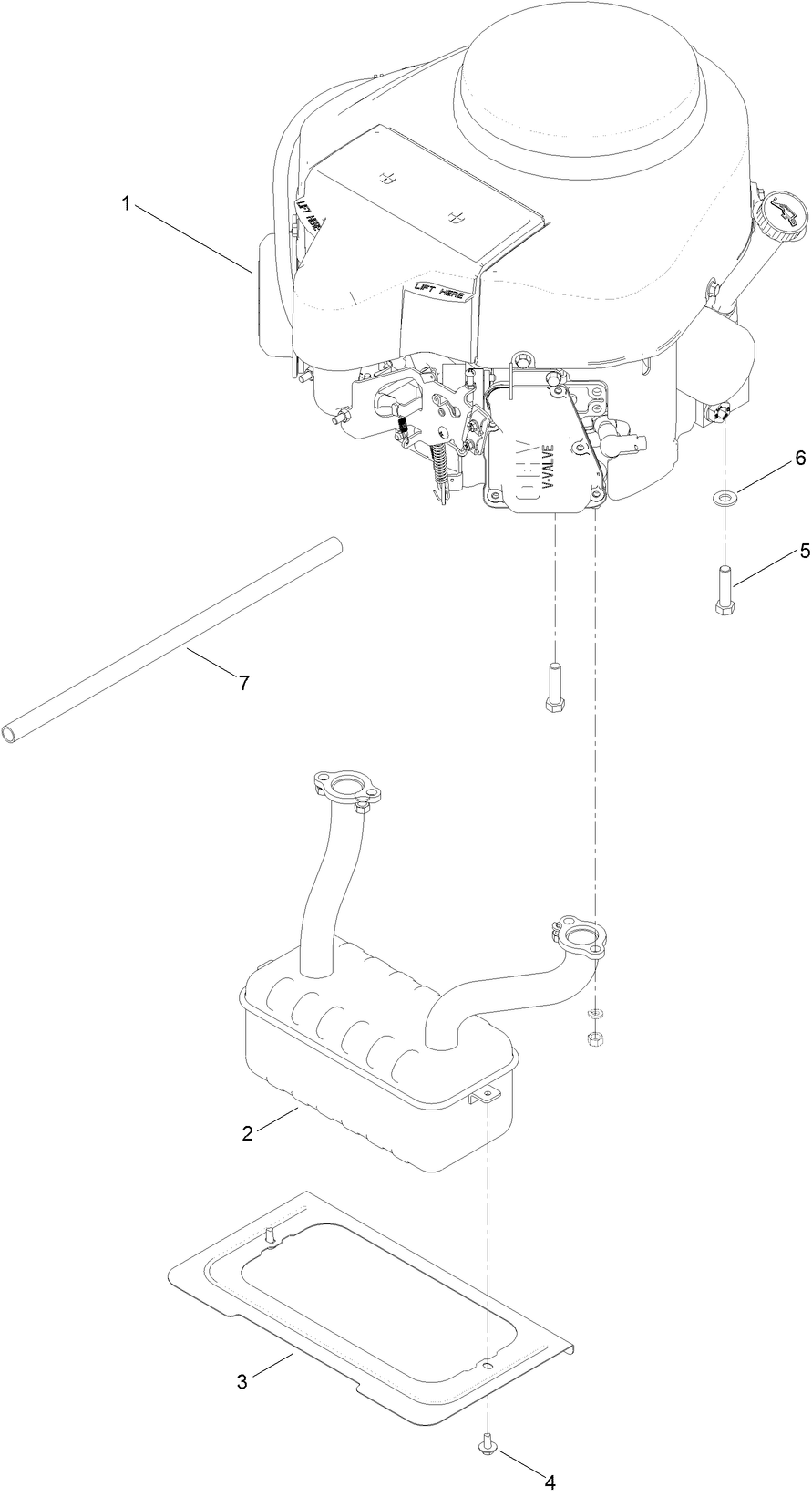 Engine and Muffler Assembly