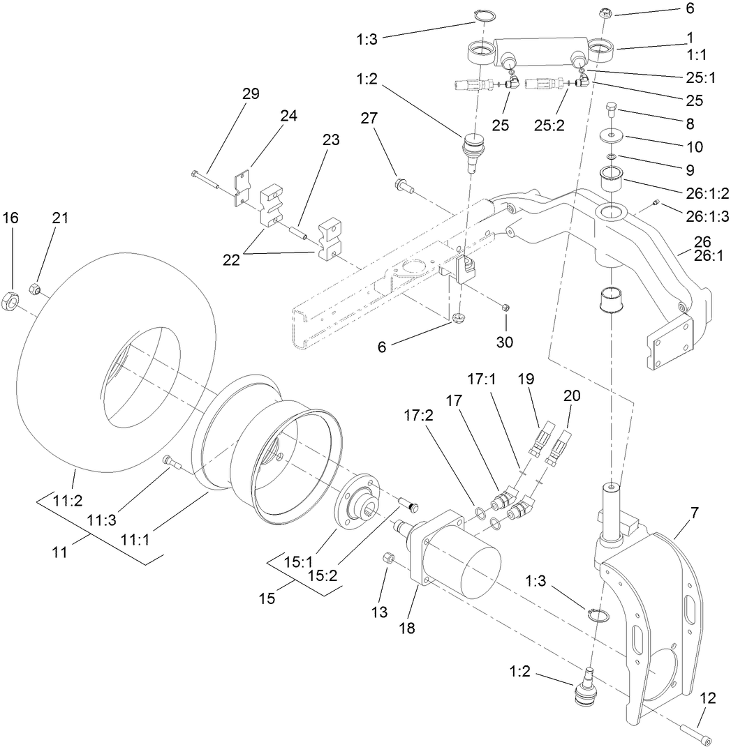 Rear Fork and Tire Assembly