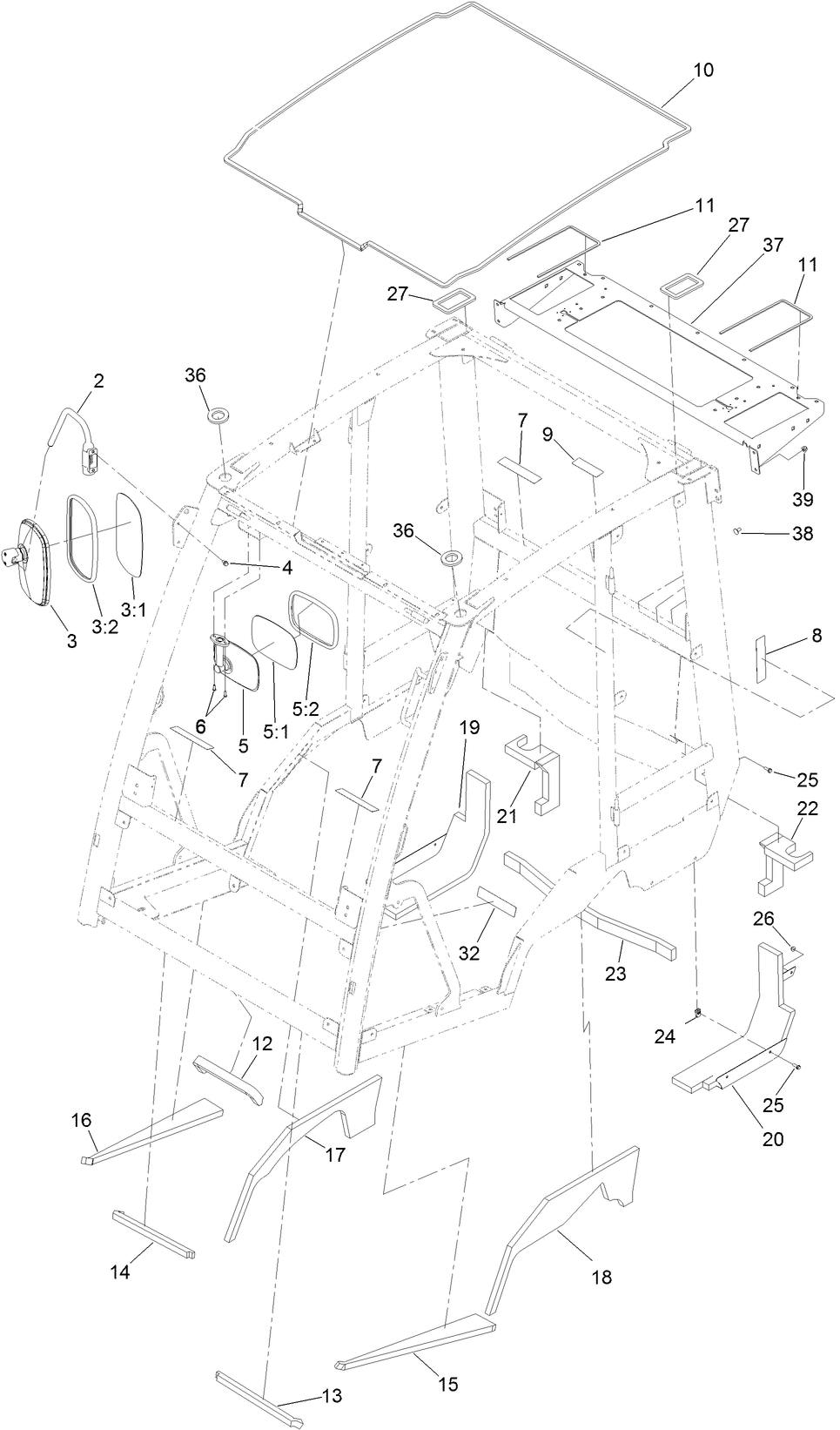 Frame, Seal and Mirror Assembly