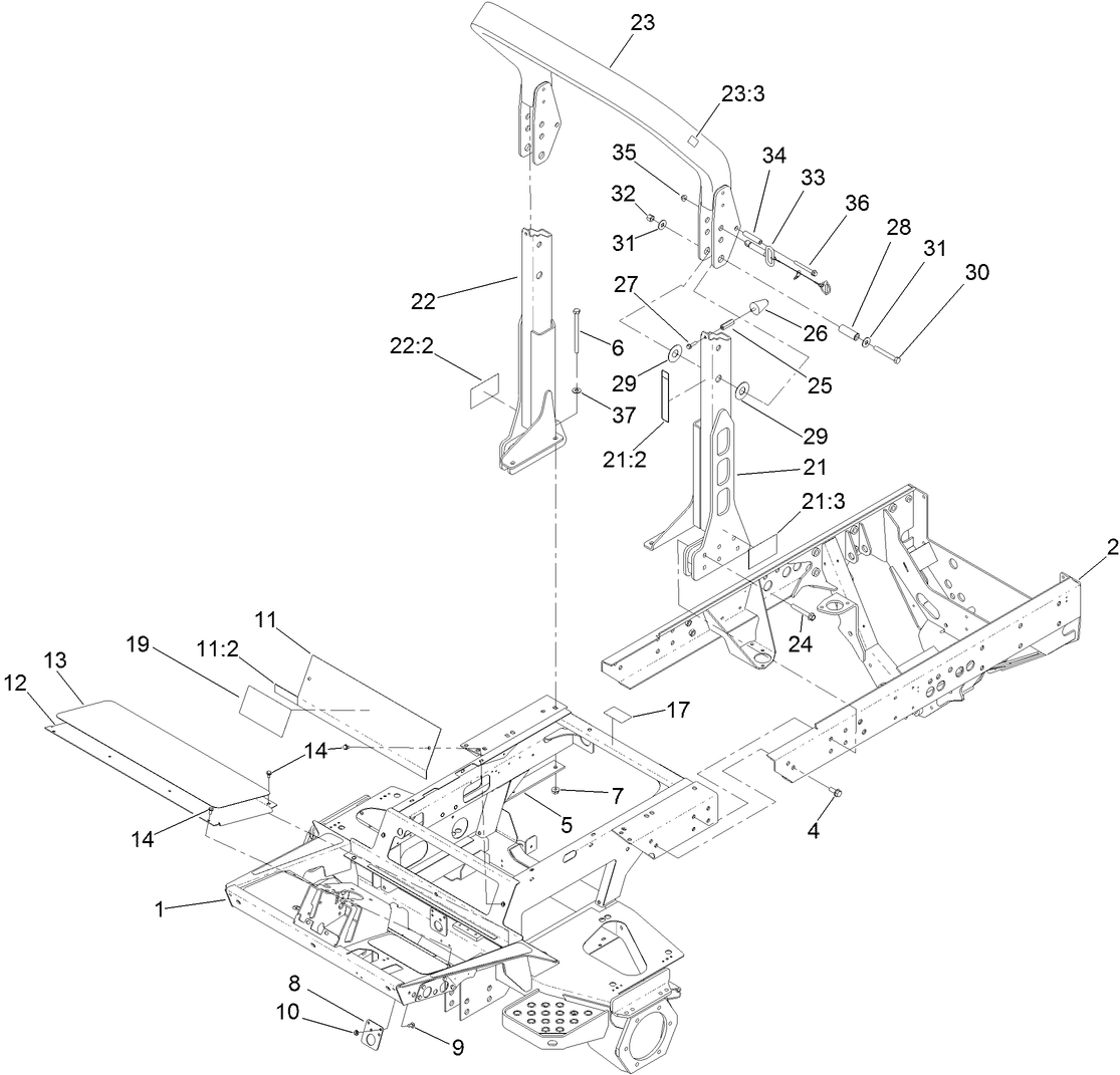 Frame and Roll-Over Protection System Assembly