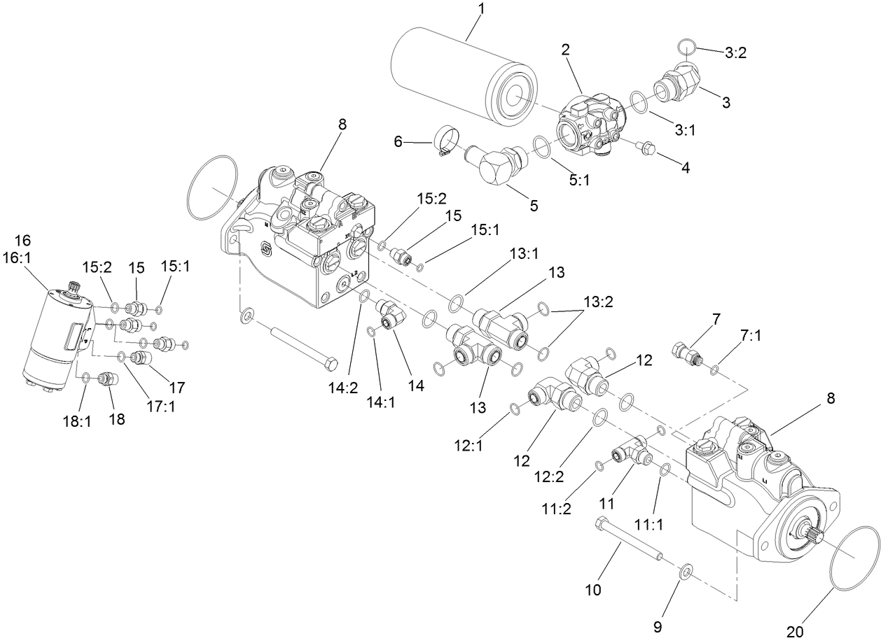 Drive Motor, Steer Valve and Filter Head Assembly