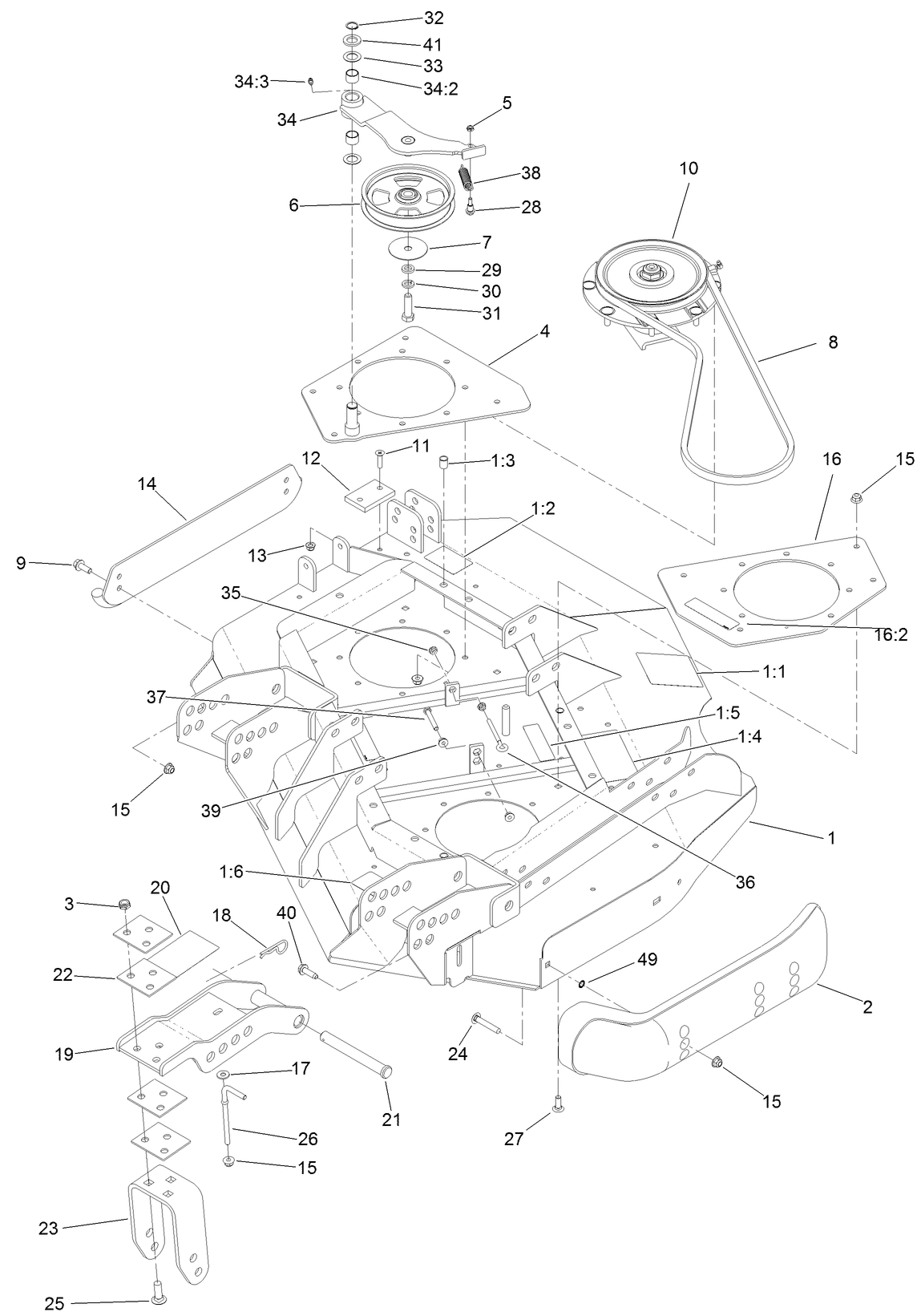 Left Deck, Idler and Skid Assembly