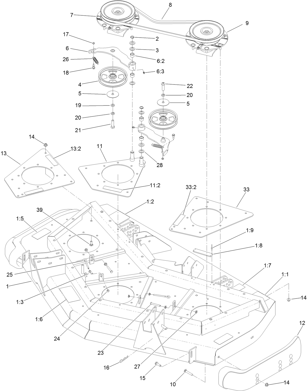 Front Deck Idler and Skid Assembly