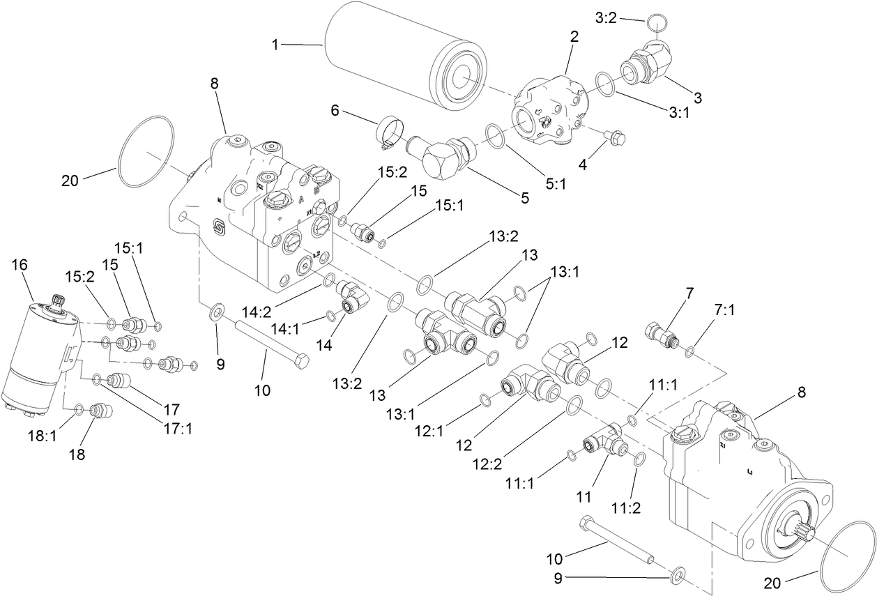 Drive Motor, Steer Valve and Filter Head Assembly