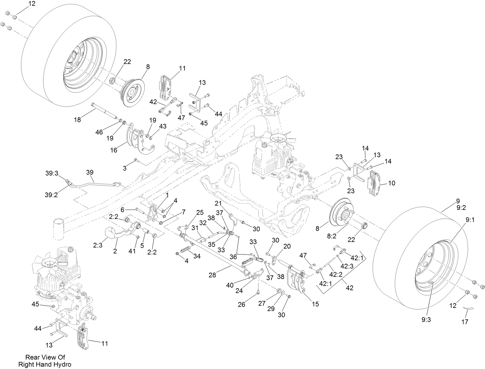 Rear Wheel and Parking Brake Assembly
