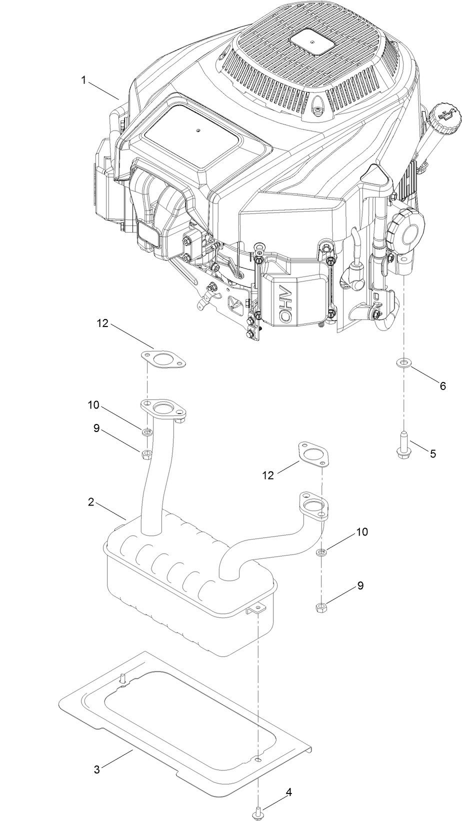 Engine and Muffler Assembly