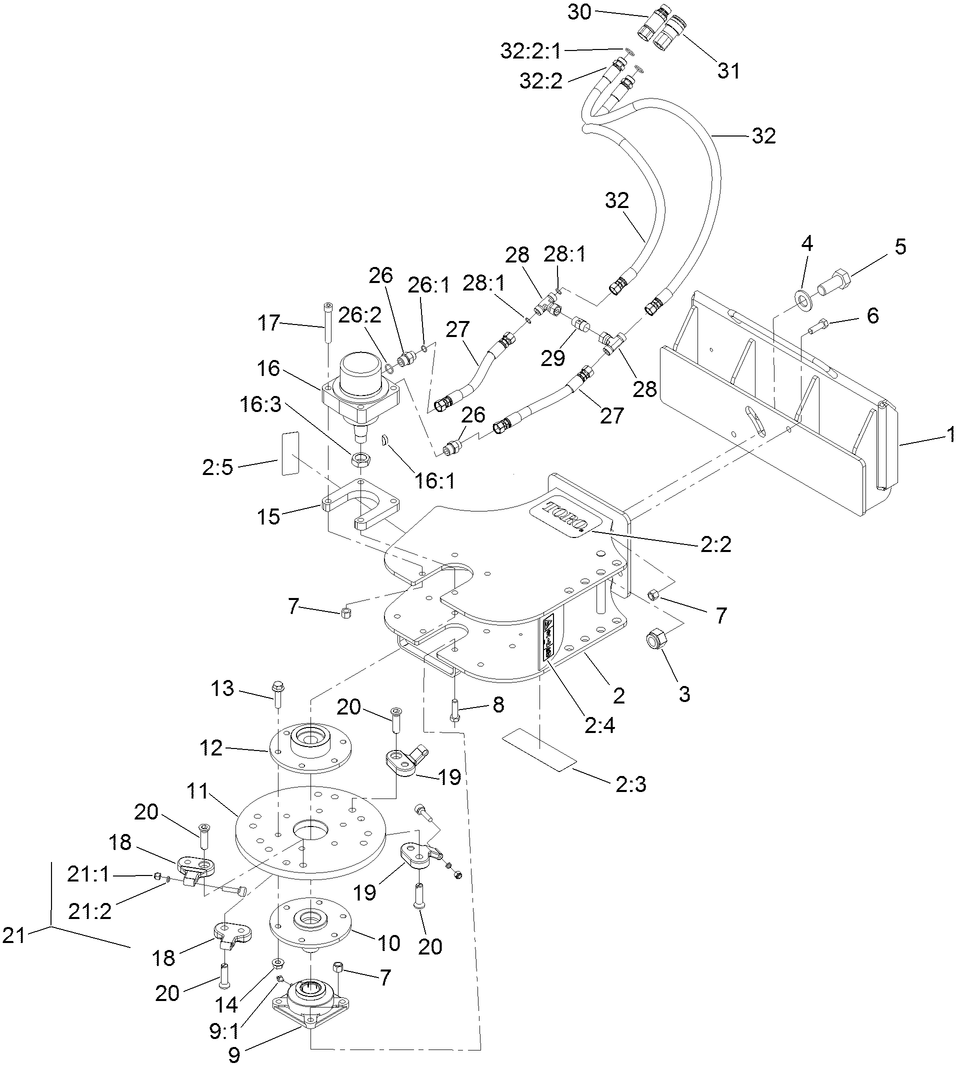 Grinder Frame and Hydraulic Motor Assembly