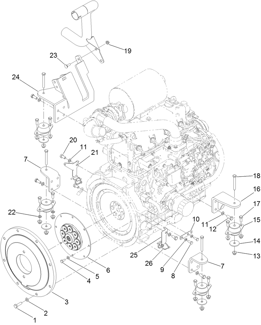 Flywheel and Motor Mount Assembly