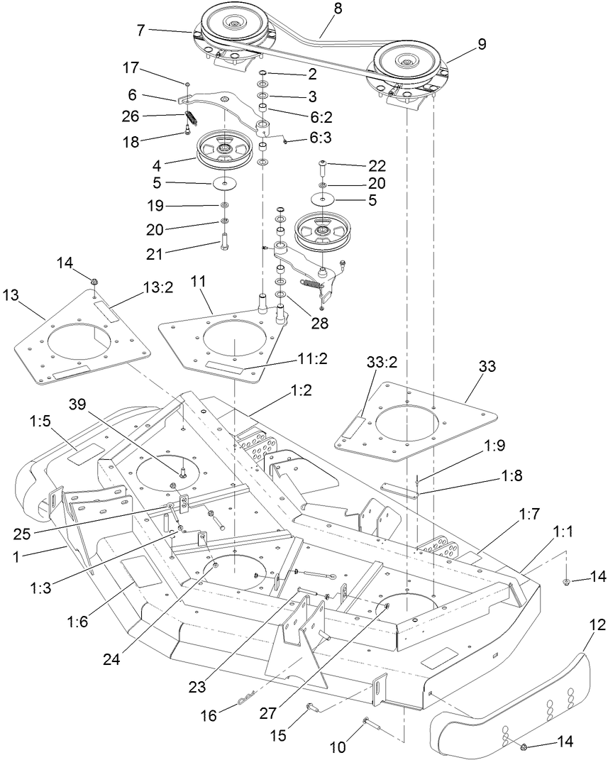 Front Deck Idler and Skid Assembly