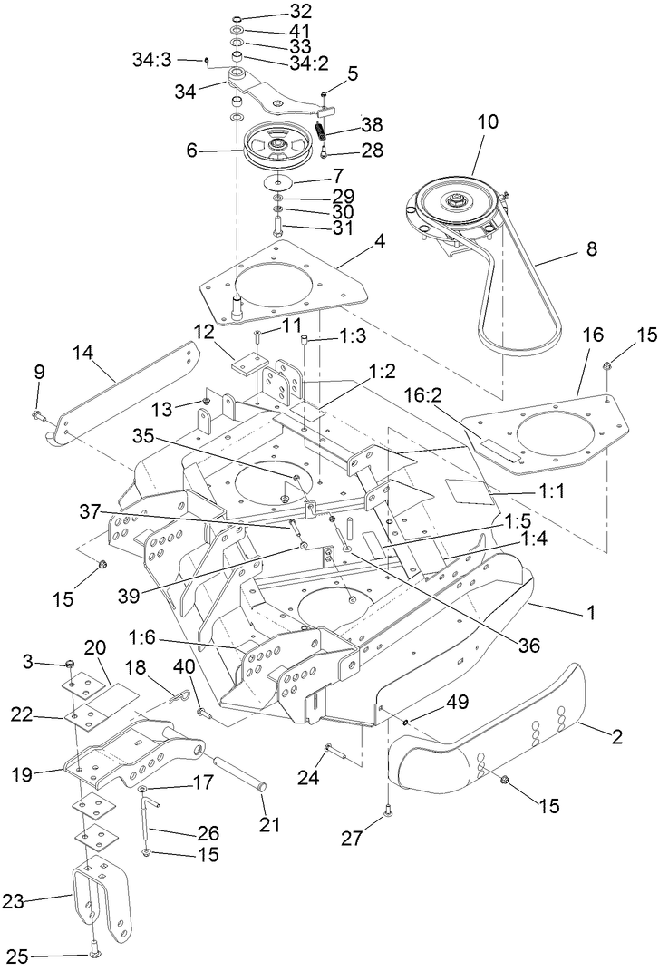 Left Deck, Idler and Skid Assembly
