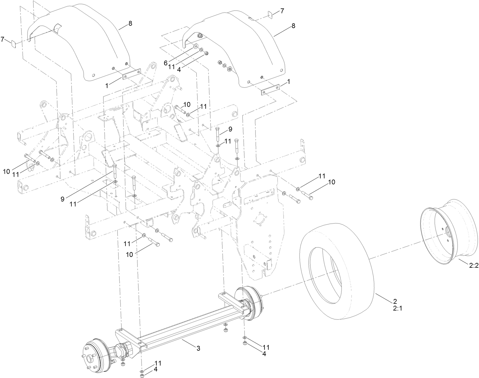 Axle and Mudguard Assembly