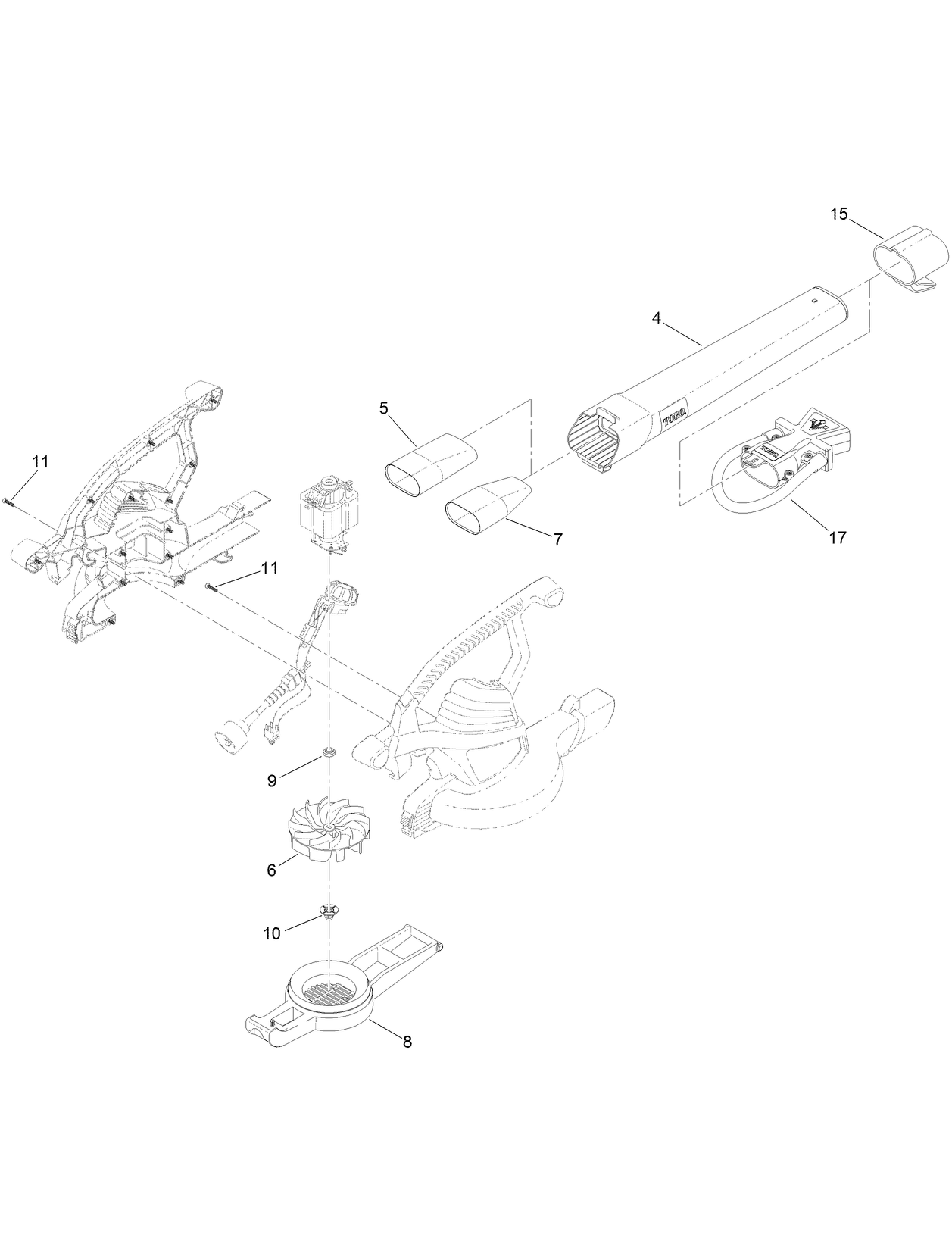 Blower Tube and Impeller Assembly