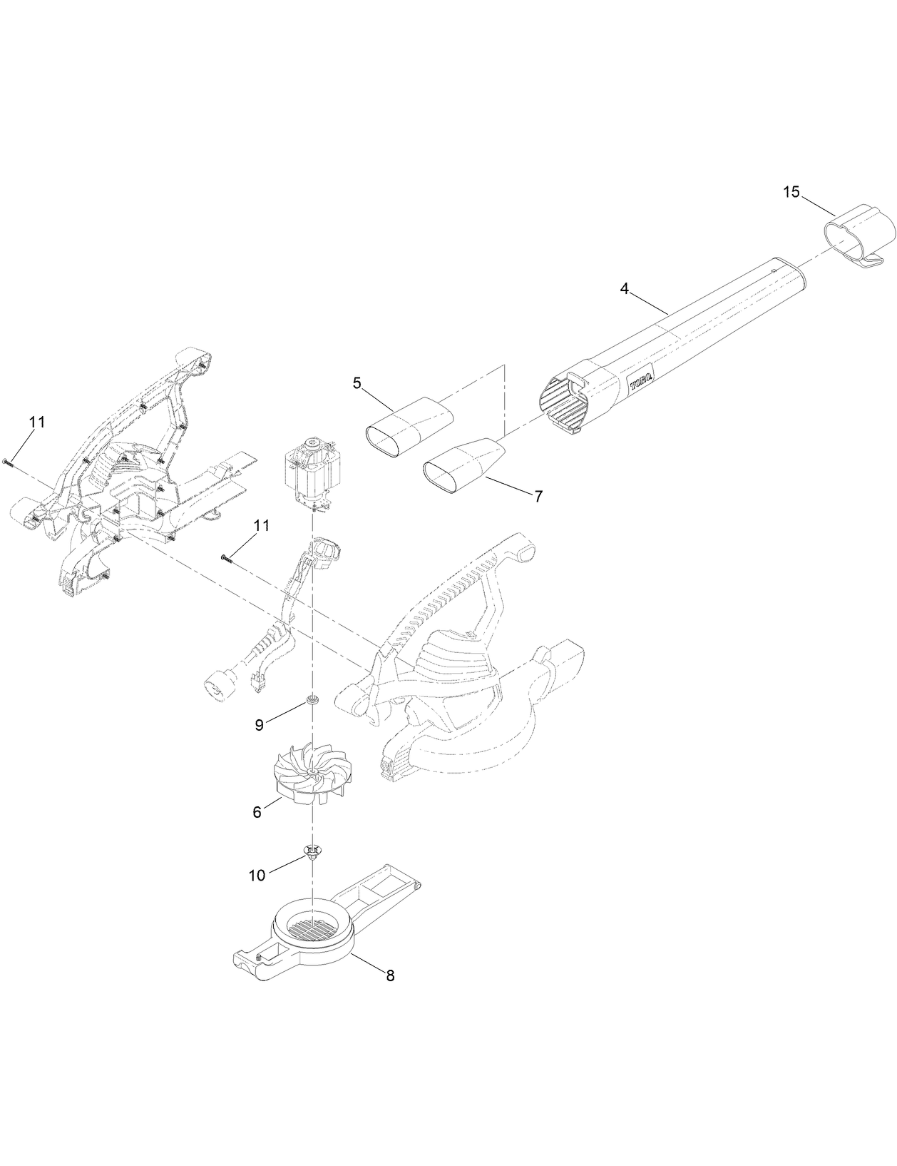 Blower Tube and Impeller Assembly