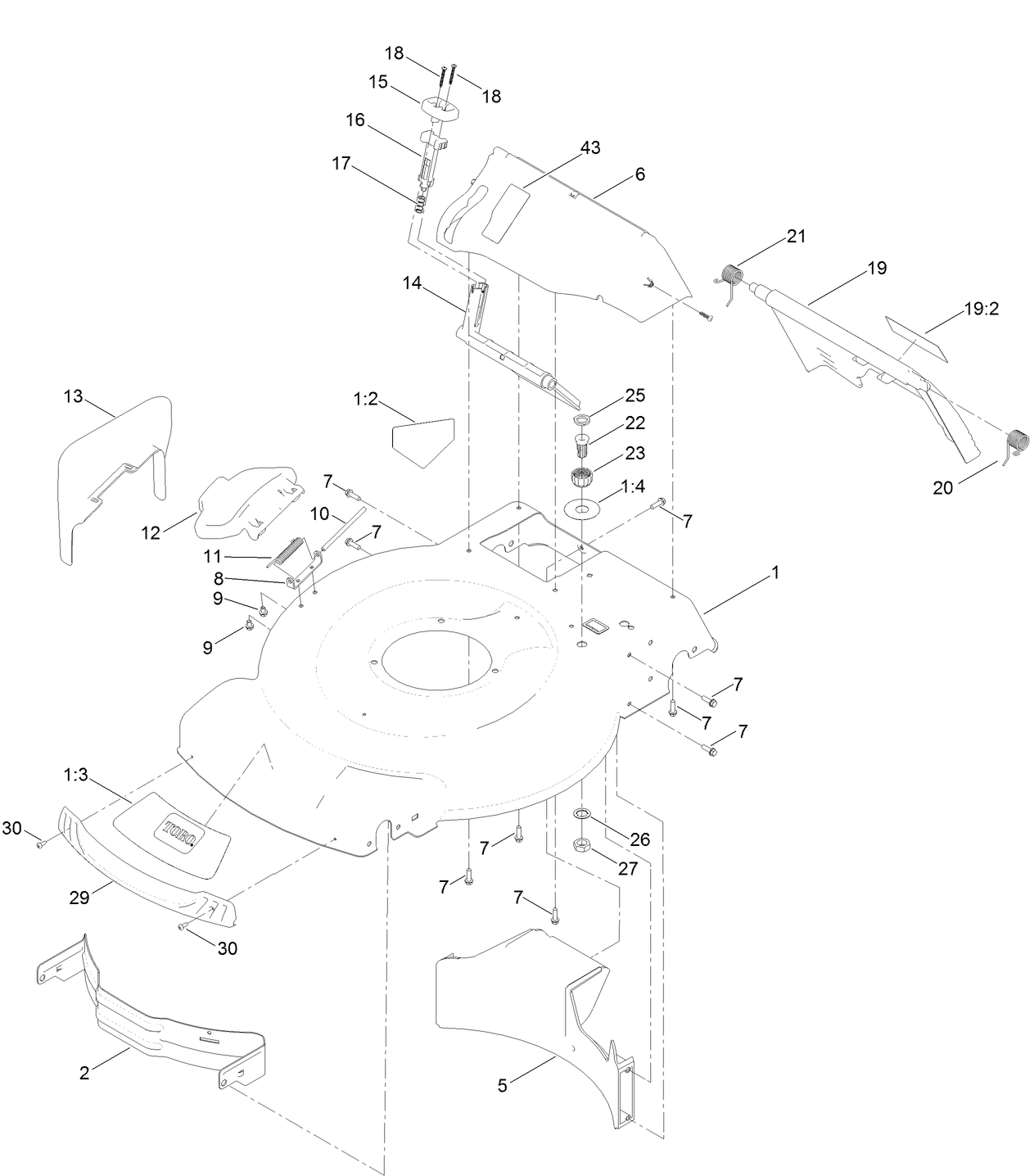 Deck, Side Chute and Rear Door Assembly