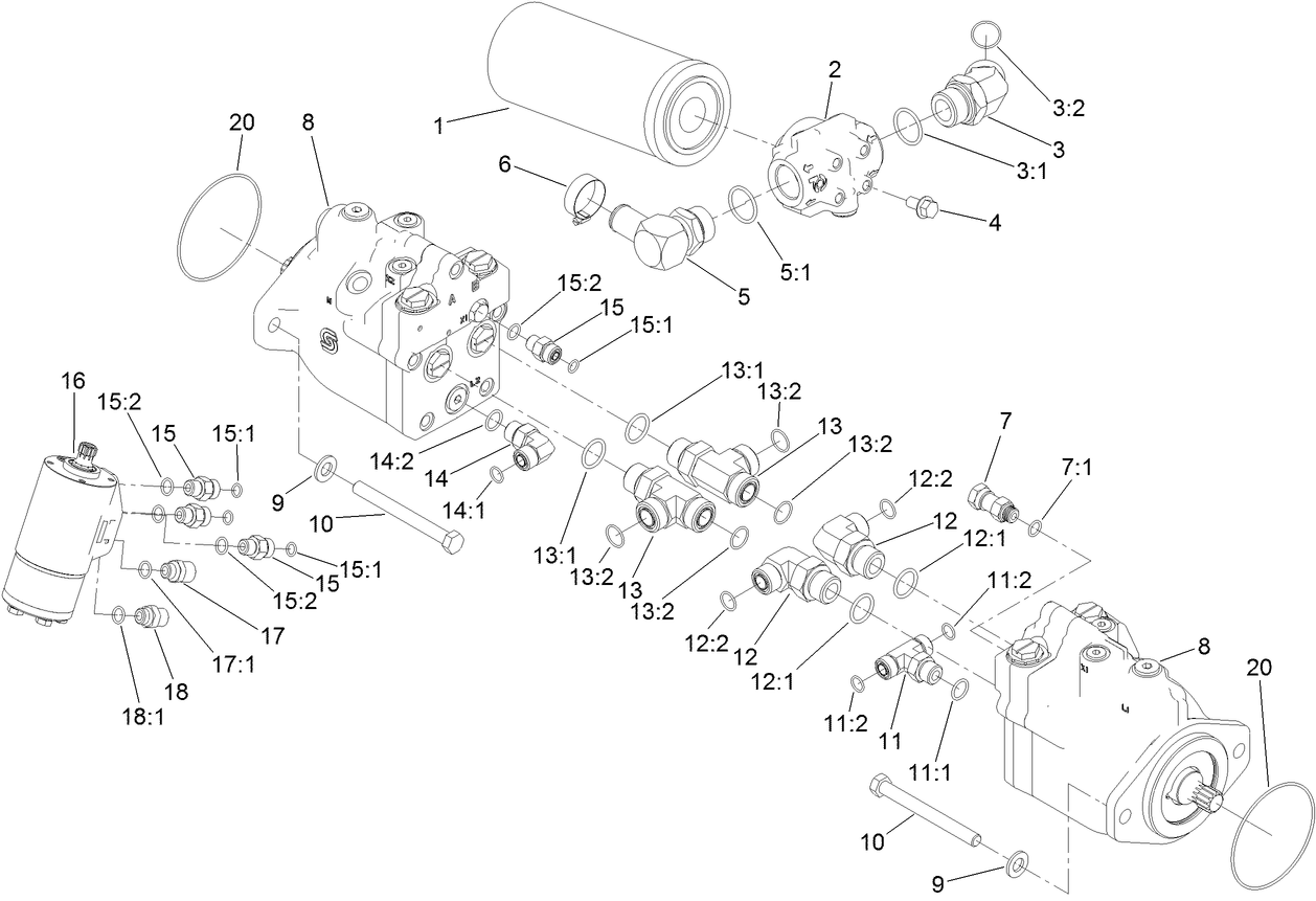 Drive Motor, Steer Valve and Filter Head Assembly