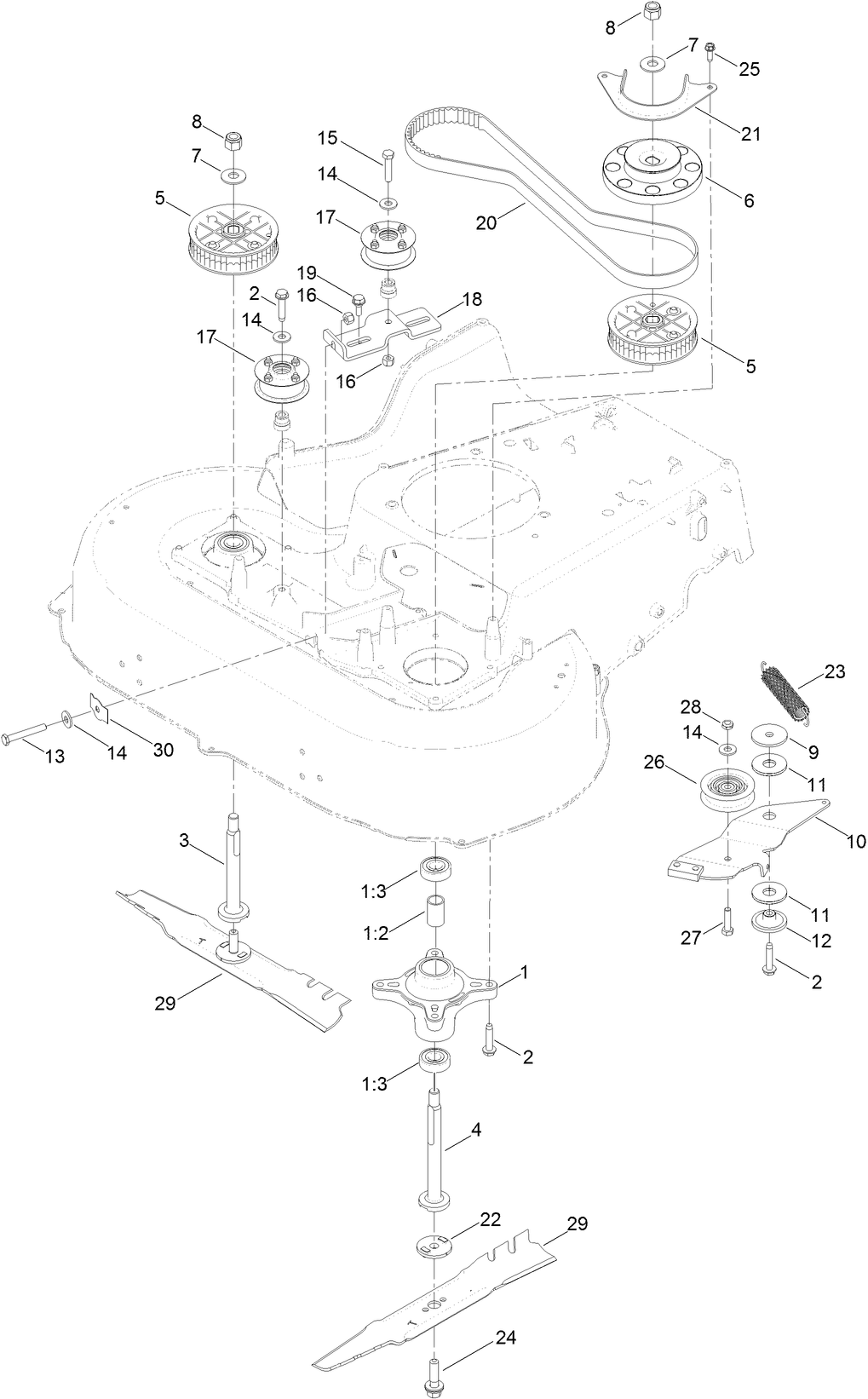 Belt, Spindle and Blade Assembly