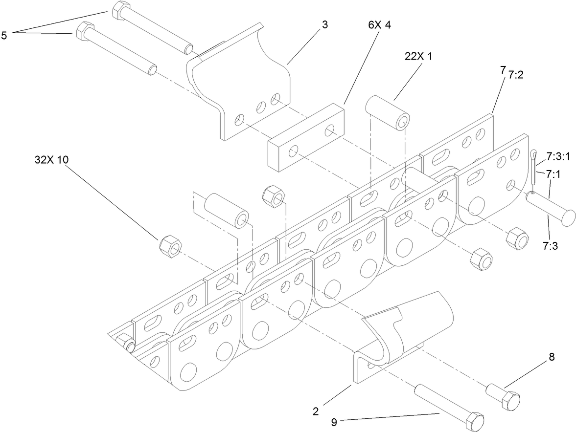 36 Inch x 6 Inch Soil Chain Assembly