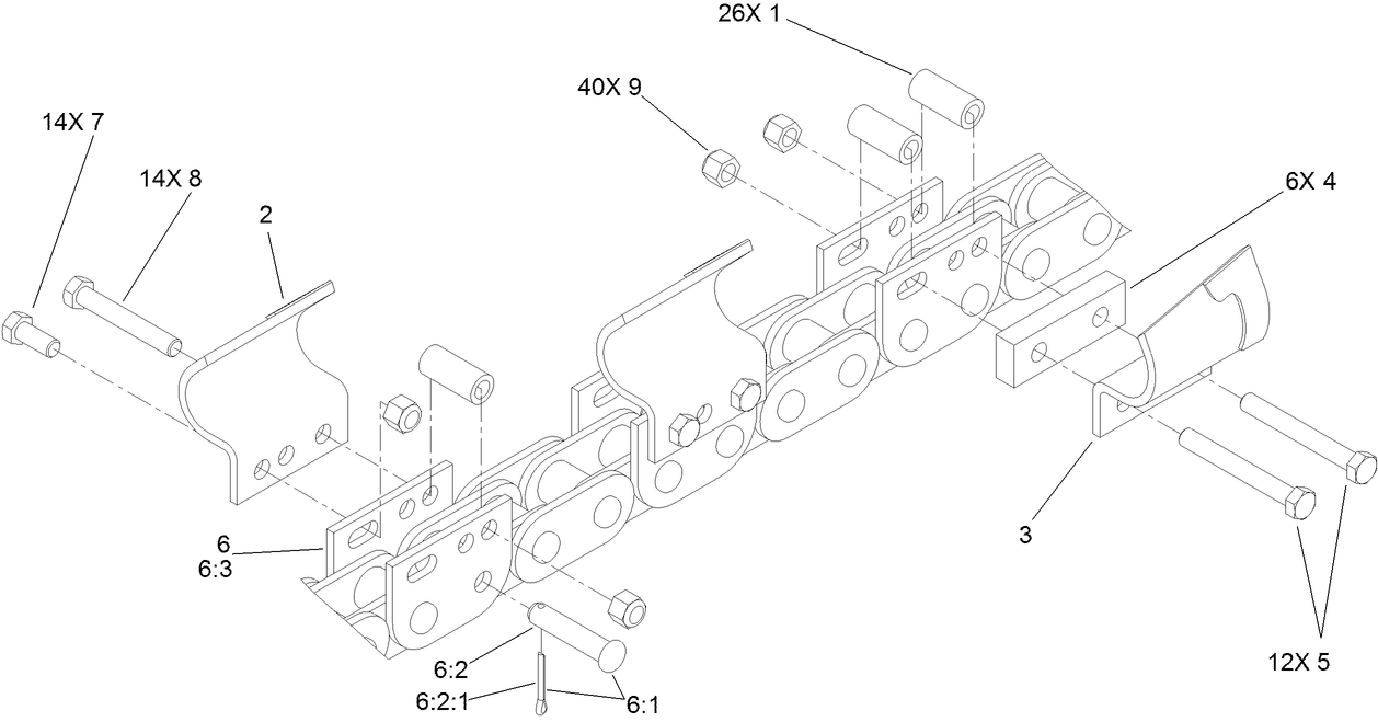 48 Inch x 6 Inch Soil Chain Assembly