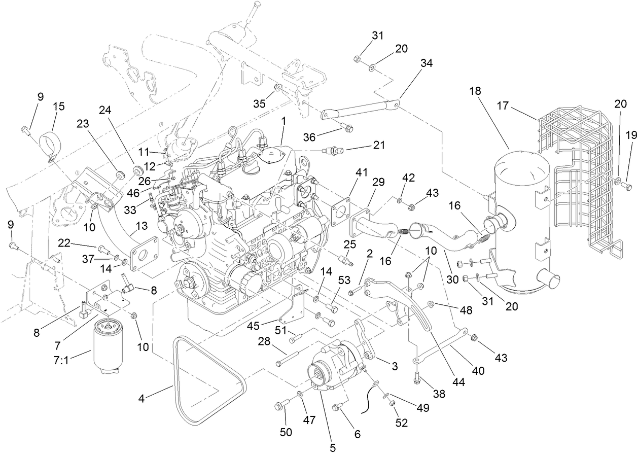Engine and Exhaust Assembly