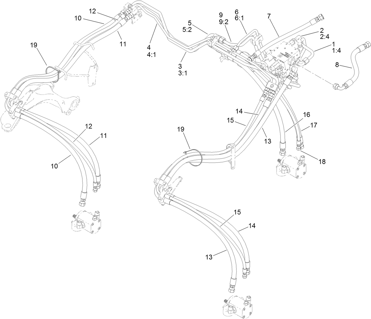 Hydraulic Mow  Hose Routing Assembly