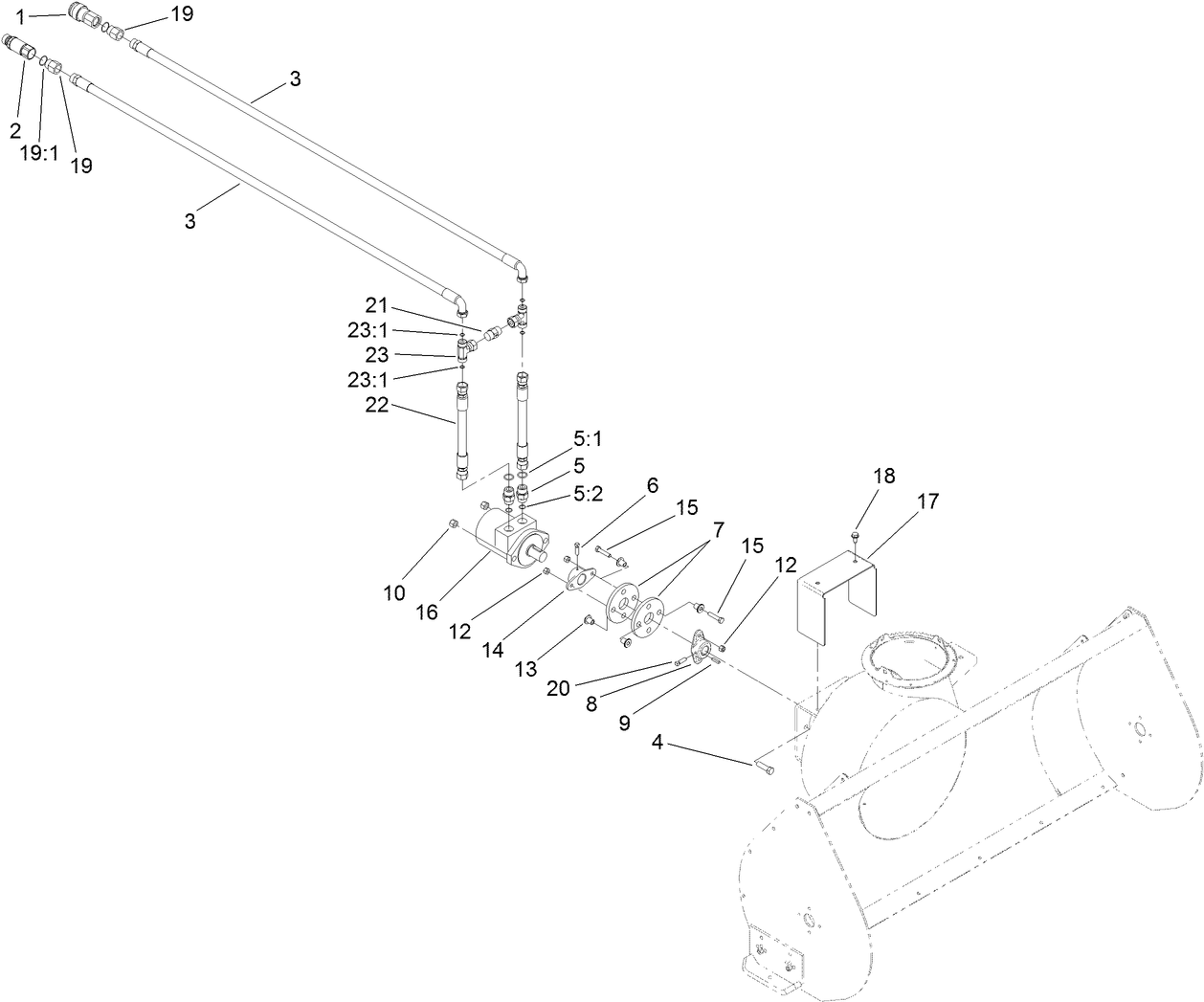 Hydraulic Hose and Motor Assembly