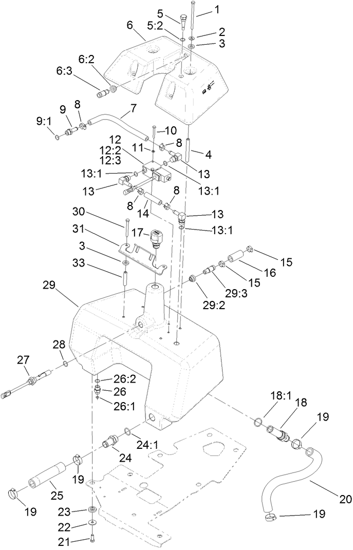 Hydraulic Reservoir and Leak Detector Assembly