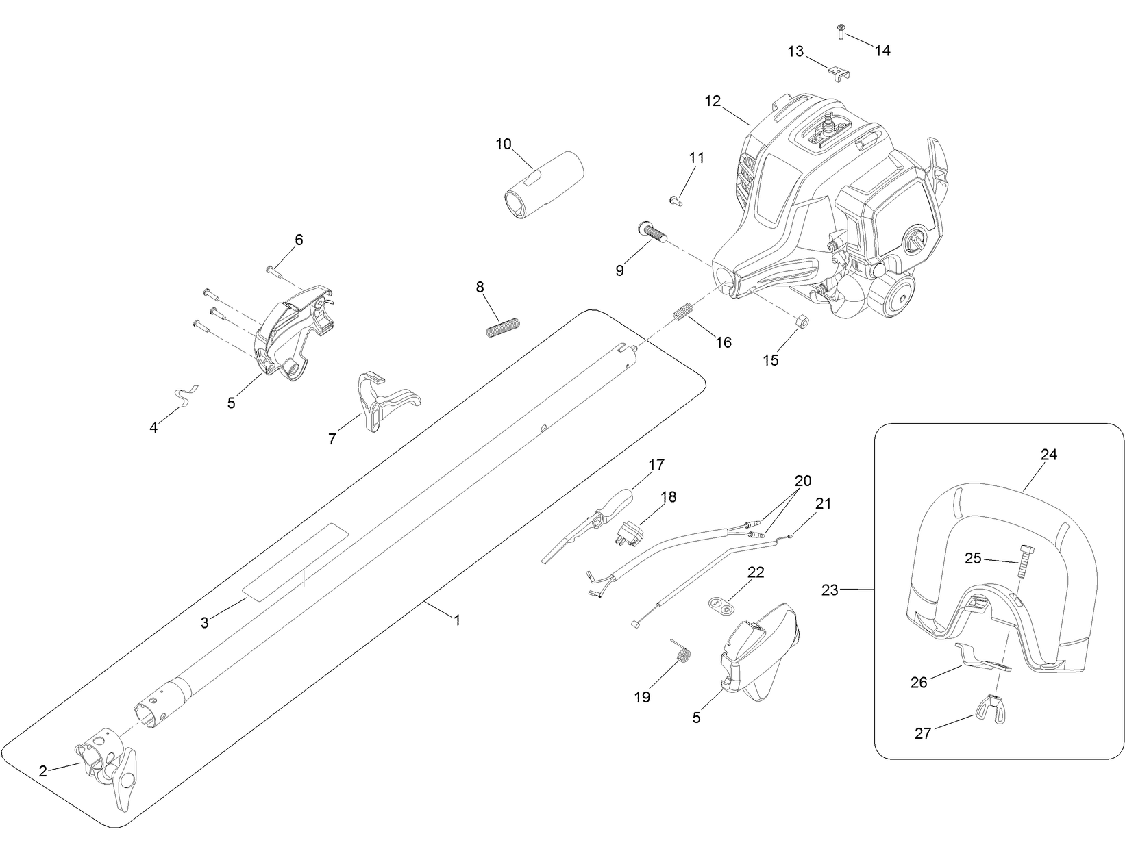 Upper Shaft, Handle and Powerhead Assembly