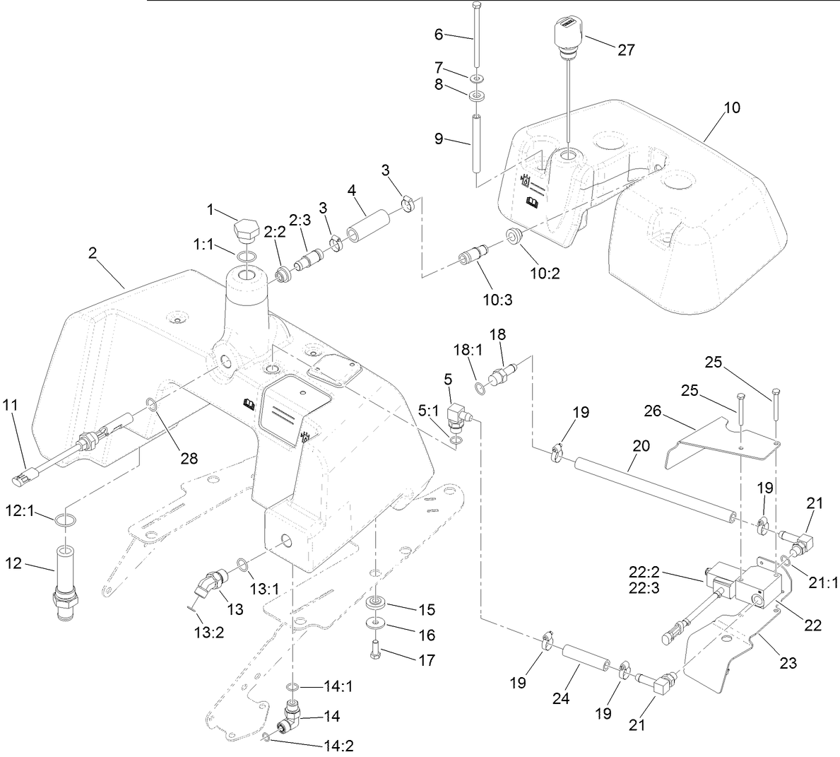 Hydraulic Tank and Leak Detector Assembly