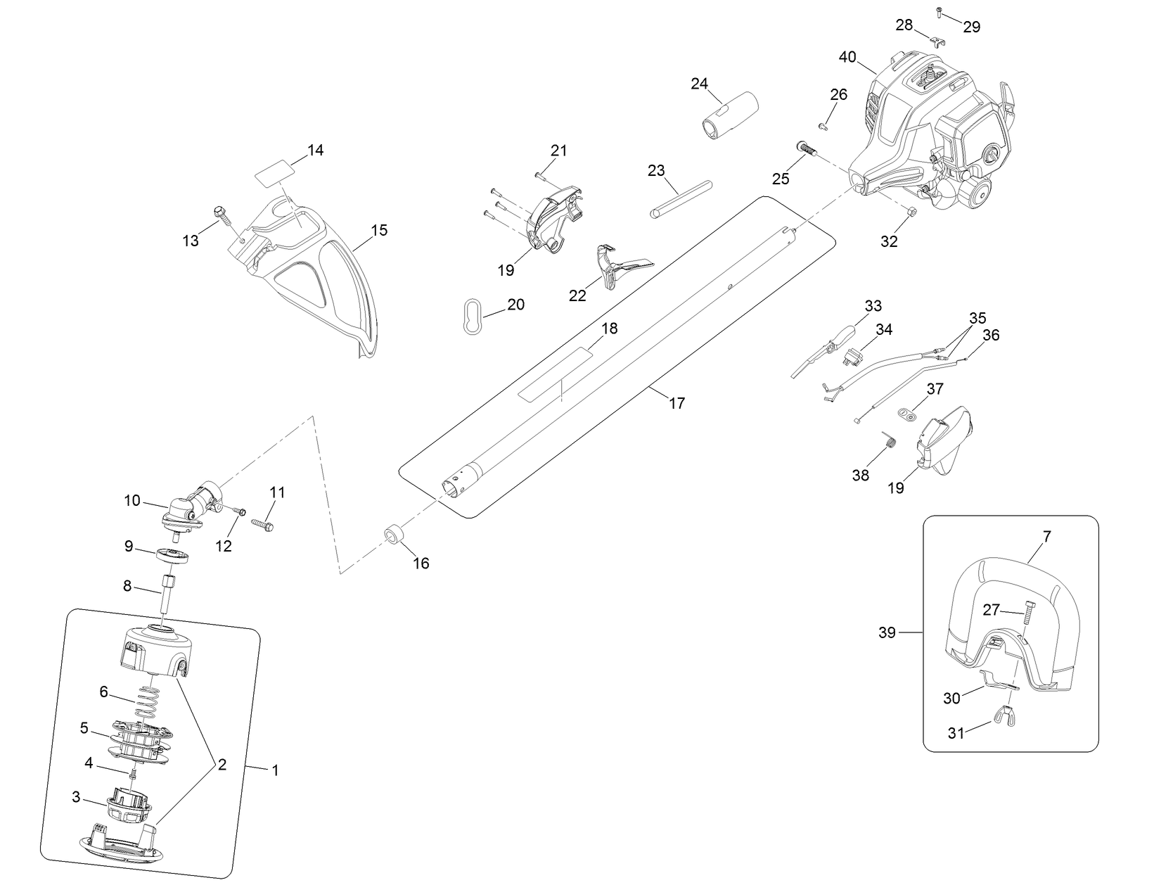 18in Straight Shaft Gas Trimmer Assembly