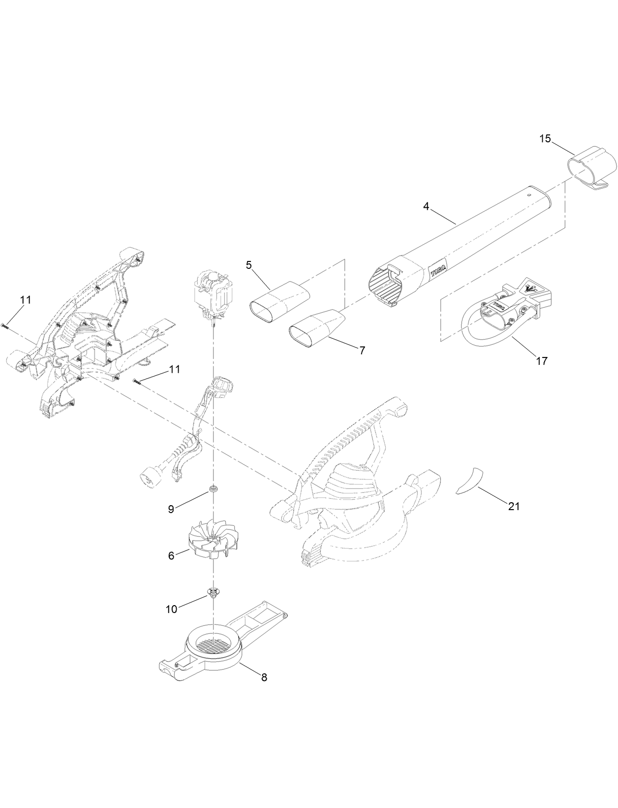 Blower Tube and Impeller Assembly