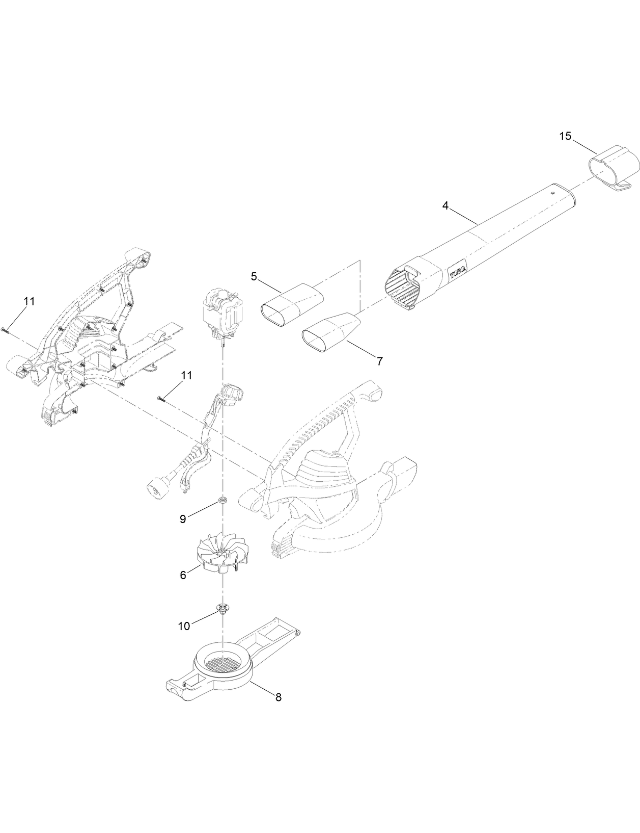 Blower Tube and Impeller Assembly