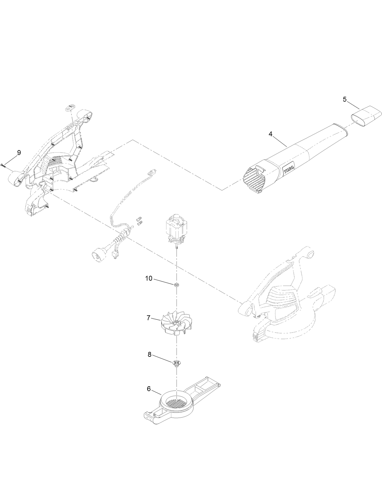Blower Tube and Impeller Assembly