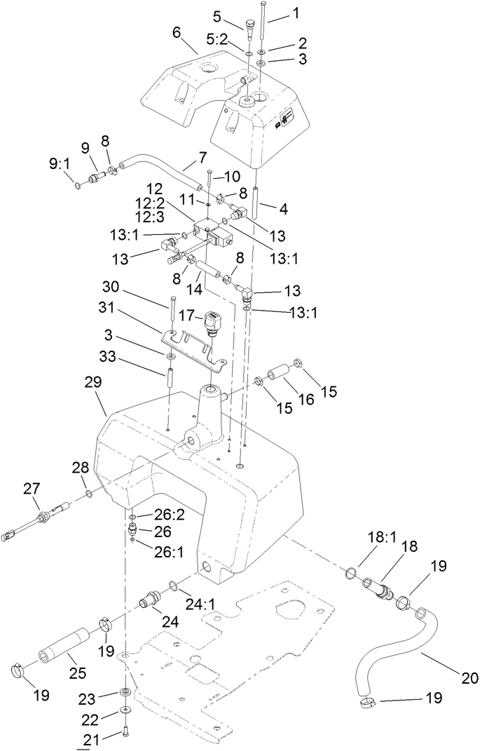 Hydraulic Reservoir and Leak Detector Assembly