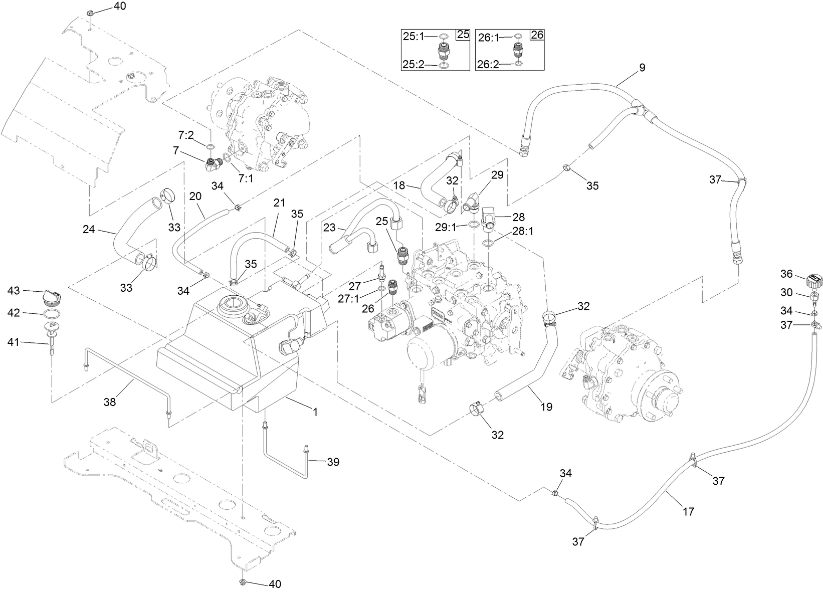 Hydraulic Tank and Hose Assembly