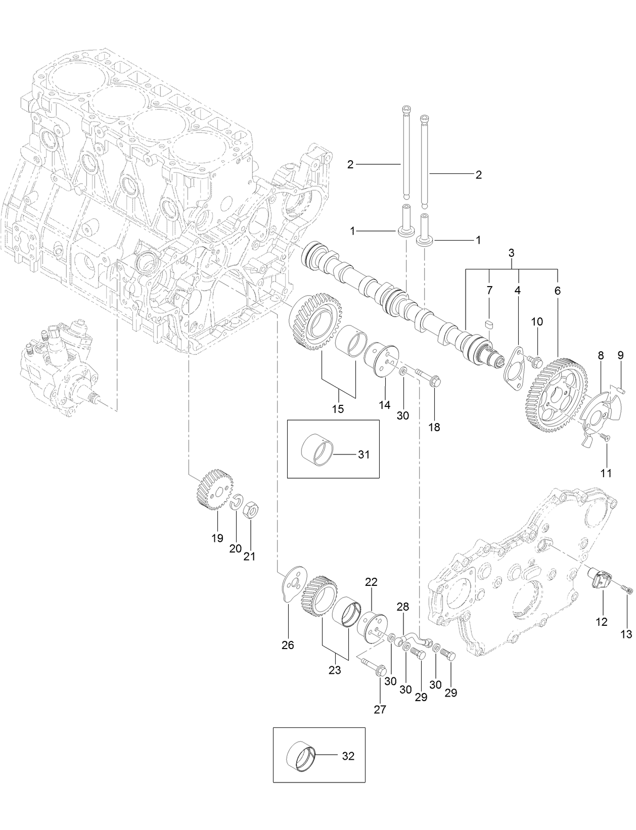Camshaft and Driving Gear Assembly