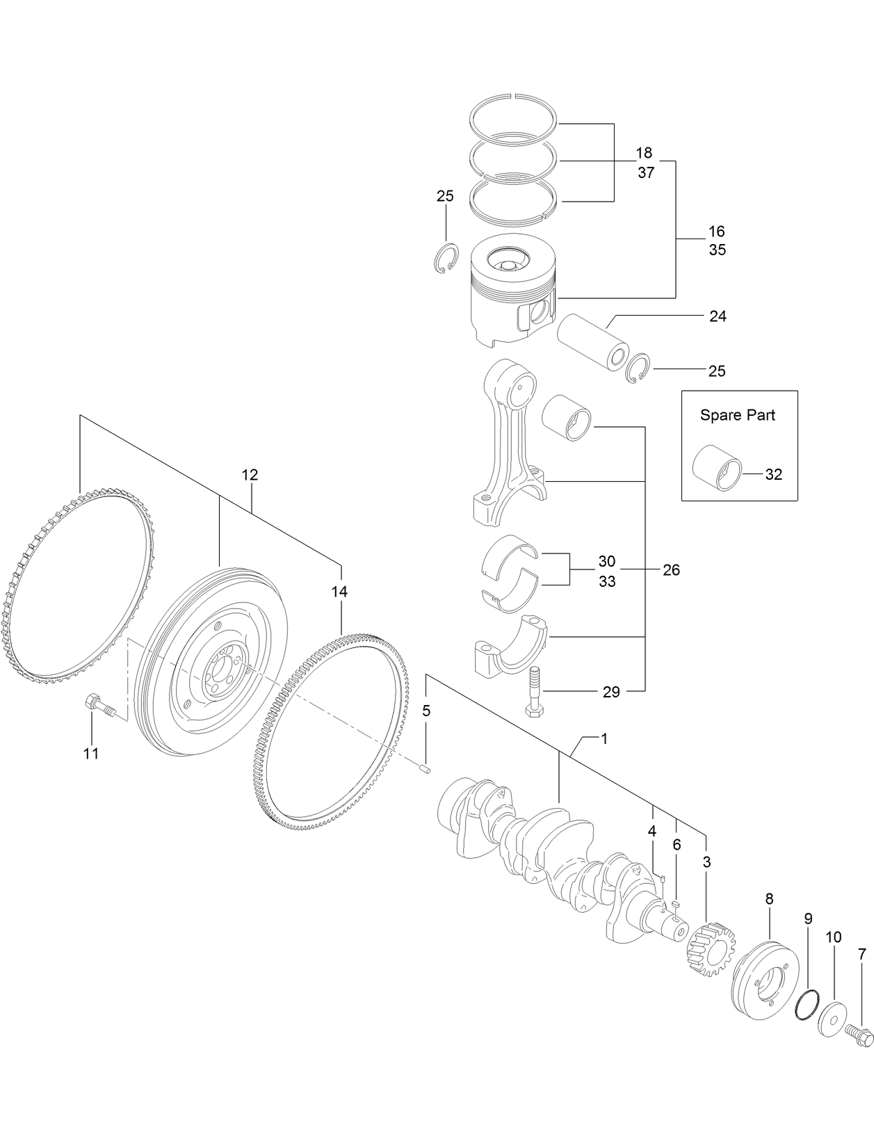 Crankshaft and Piston Assembly