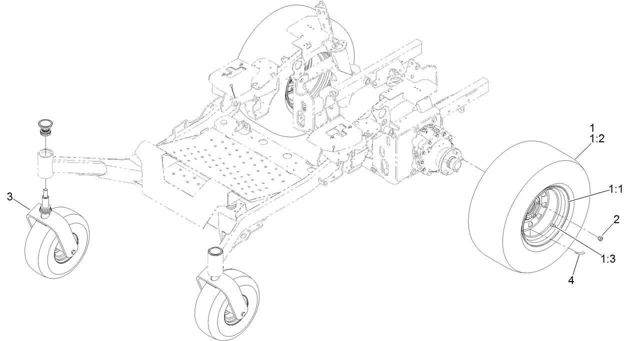 Rear Wheel and Caster Assembly