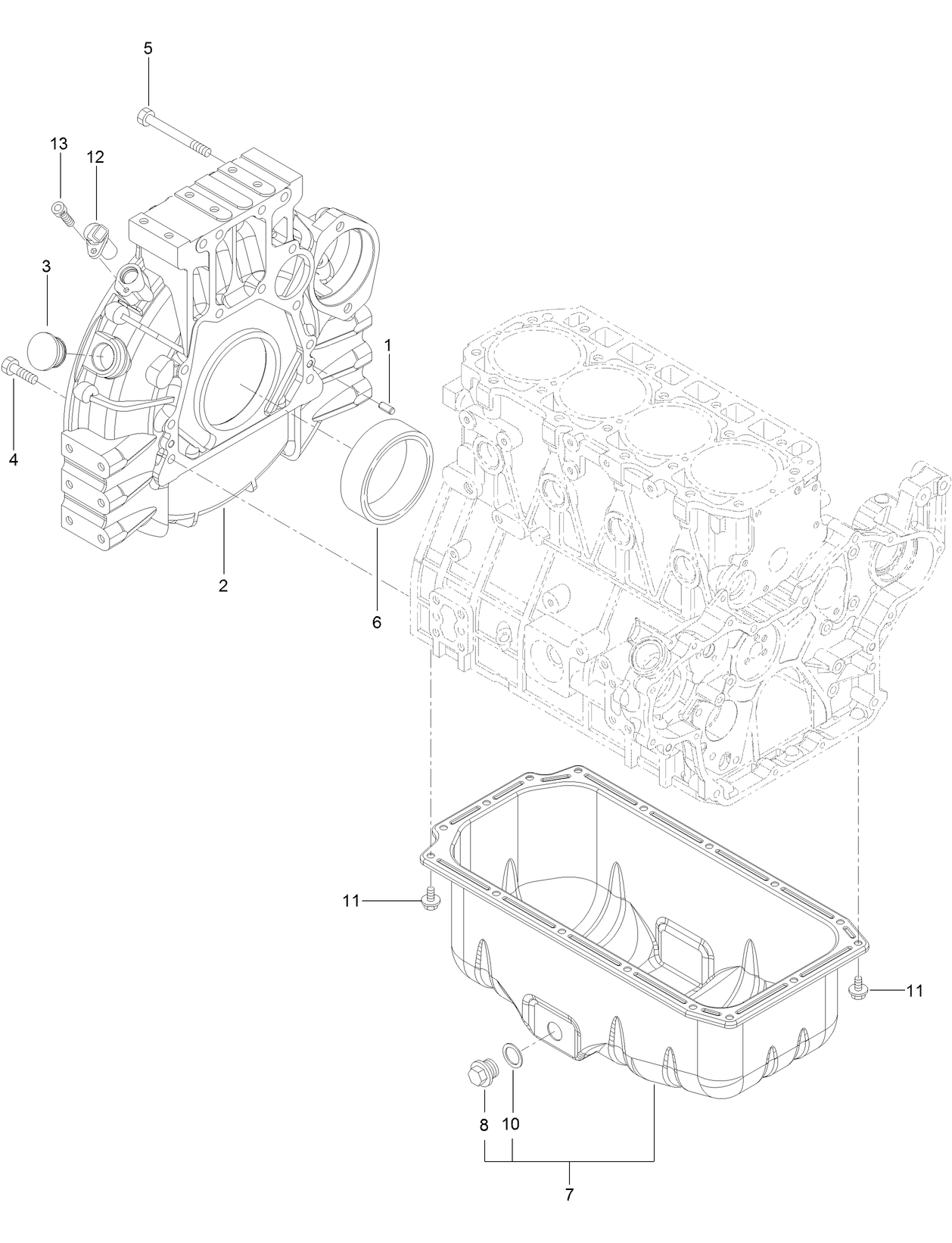 Flywheel Housing and Oil Sump Assembly